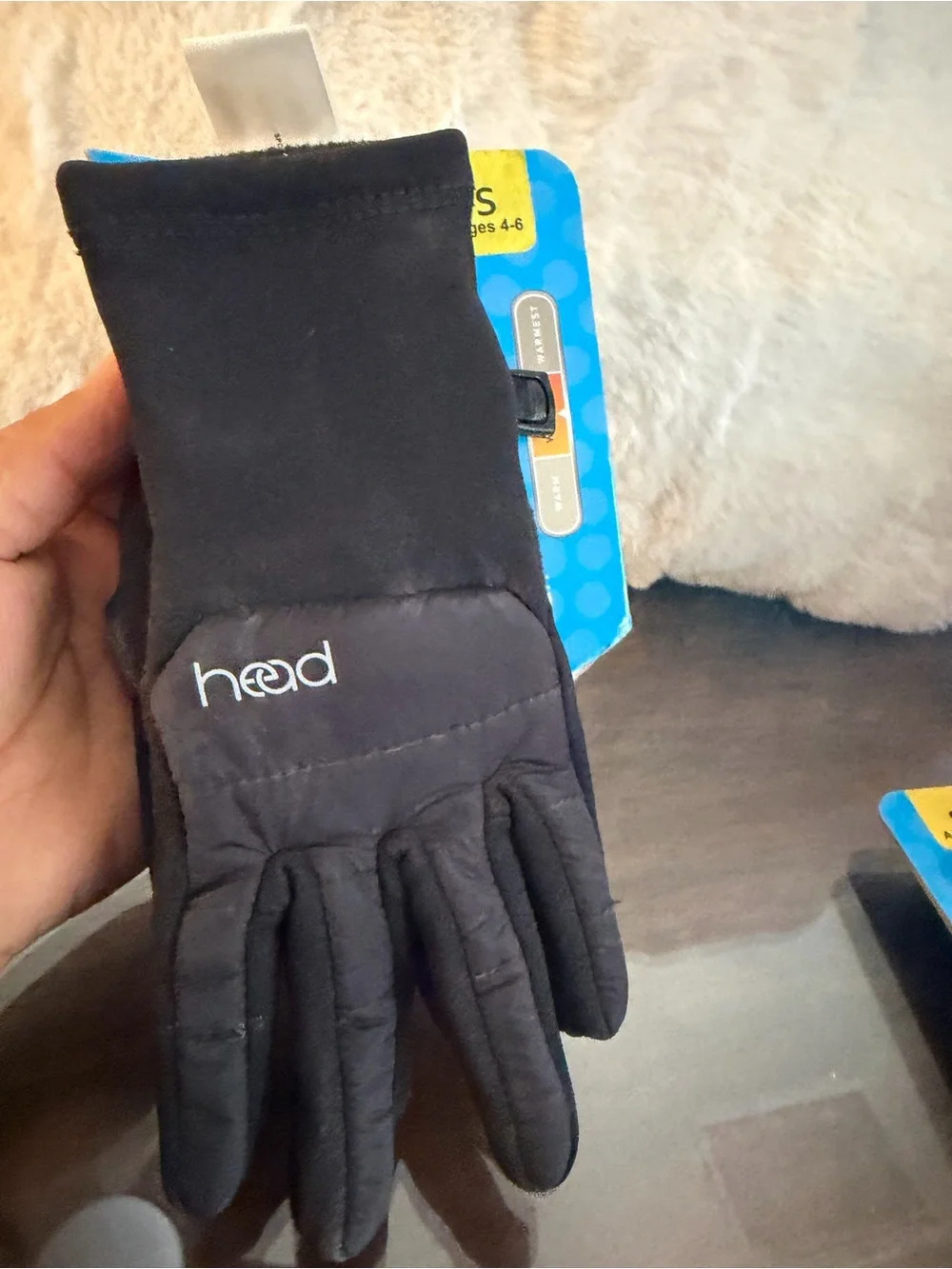 Head Gray Pink Kids Mittens